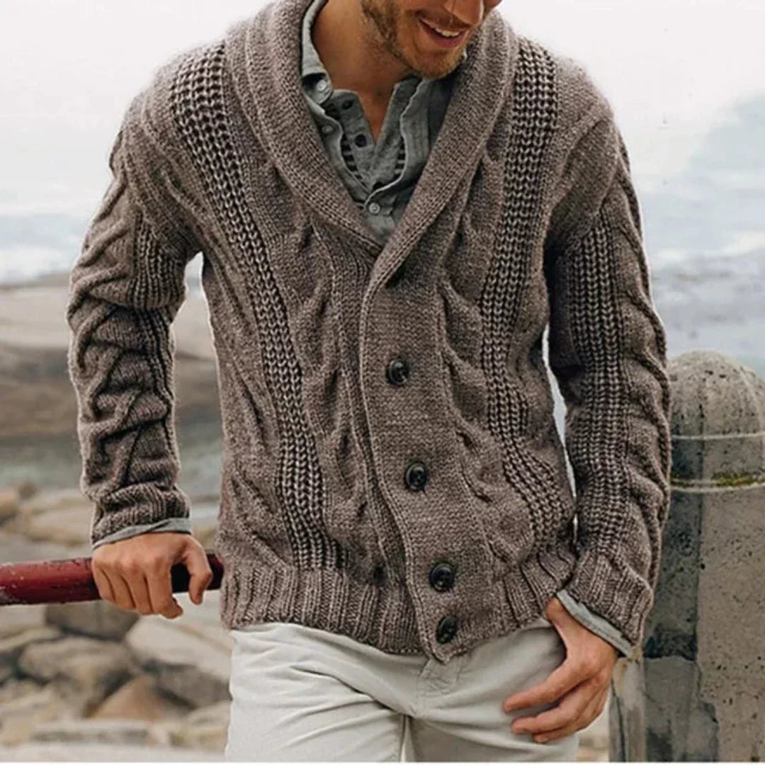 Shawl Collar Cardigan Sweater for Men - Button Front - Image 2