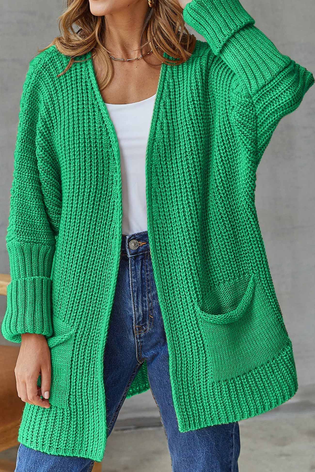Open Front Cardigan Sweater for Women - Pocket Cardigan - Image 4
