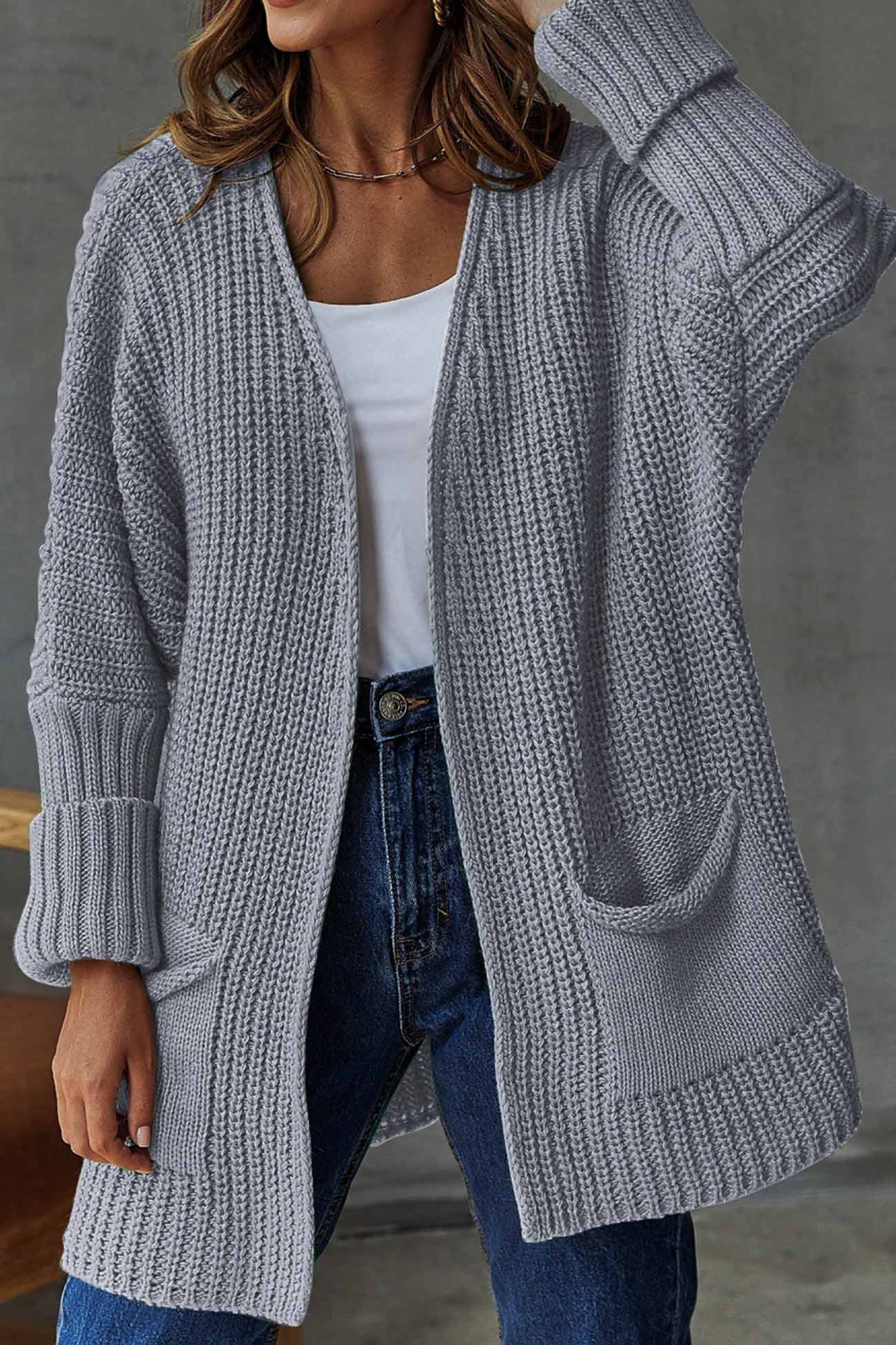 Open Front Cardigan Sweater for Women - Pocket Cardigan - Image 9