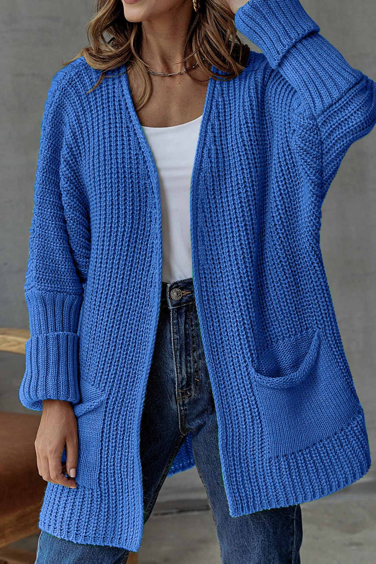 Open Front Cardigan Sweater for Women - Pocket Cardigan - Image 7