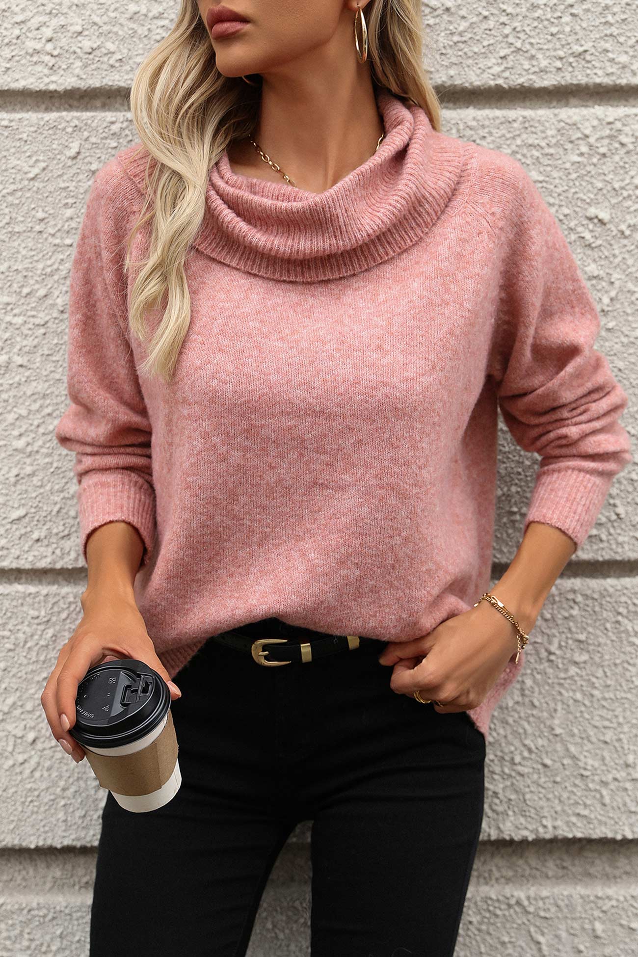 Cowl Neck Sweater for Women - Relaxed - Image 12