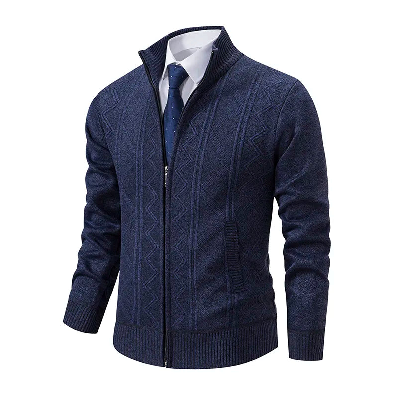 Textured Knit Sweater Cardigan for Men - Full Zip - Image 1
