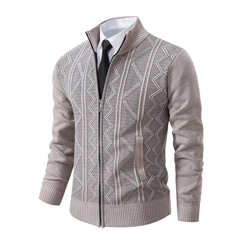 Textured Knit Sweater Cardigan for Men - Full Zip - Image 3