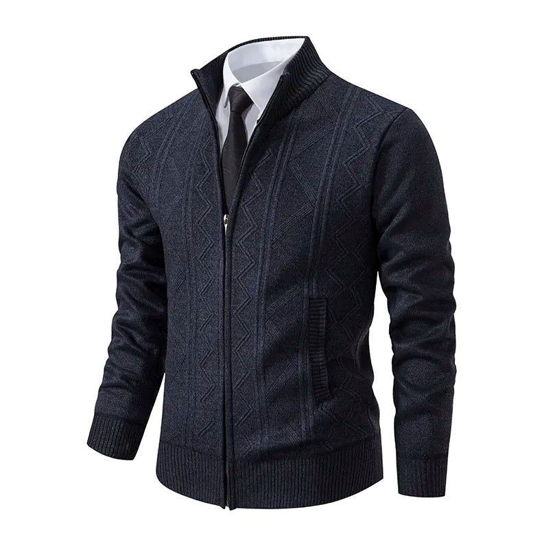 Textured Knit Sweater Cardigan for Men - Full Zip - Image 6