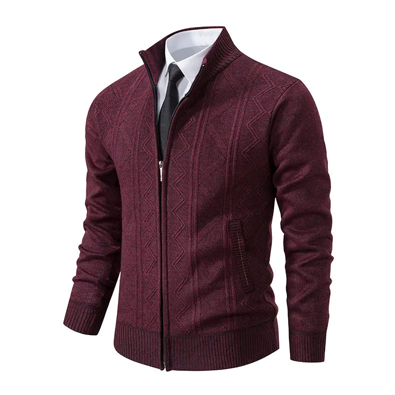 Textured Knit Sweater Cardigan for Men - Full Zip - Image 5