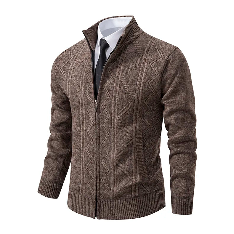 Textured Knit Sweater Cardigan for Men - Full Zip - Image 4