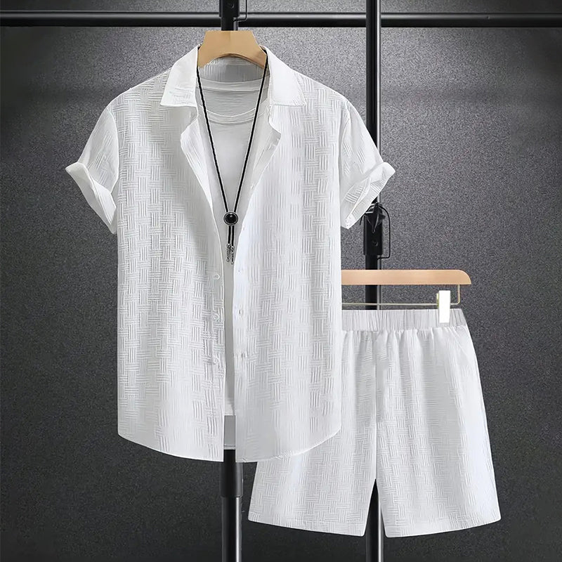 Button-Down Shirt and Shorts Set for men - Short Sleeve Collared - Relaxed Fit Button Closure - Image 6