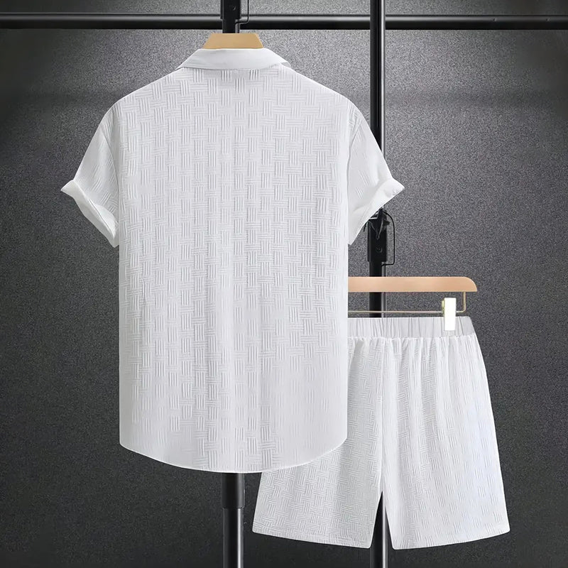 Button-Down Shirt and Shorts Set for men - Short Sleeve Collared - Relaxed Fit Button Closure - Image 7