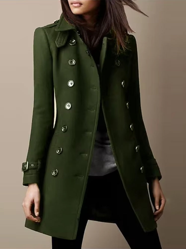 Double-Breasted Coat for Women - Button Front - Image 1