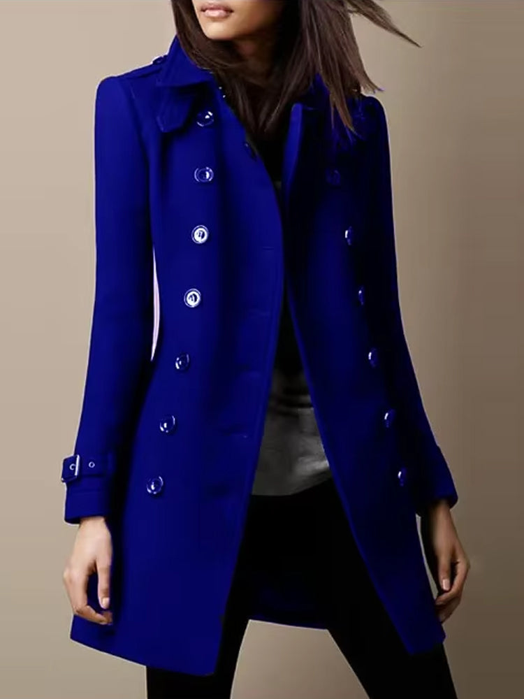 Double-Breasted Coat for Women - Button Front - Image 3
