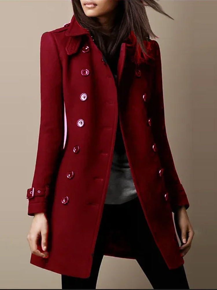 Double-Breasted Coat for Women - Button Front - Image 2