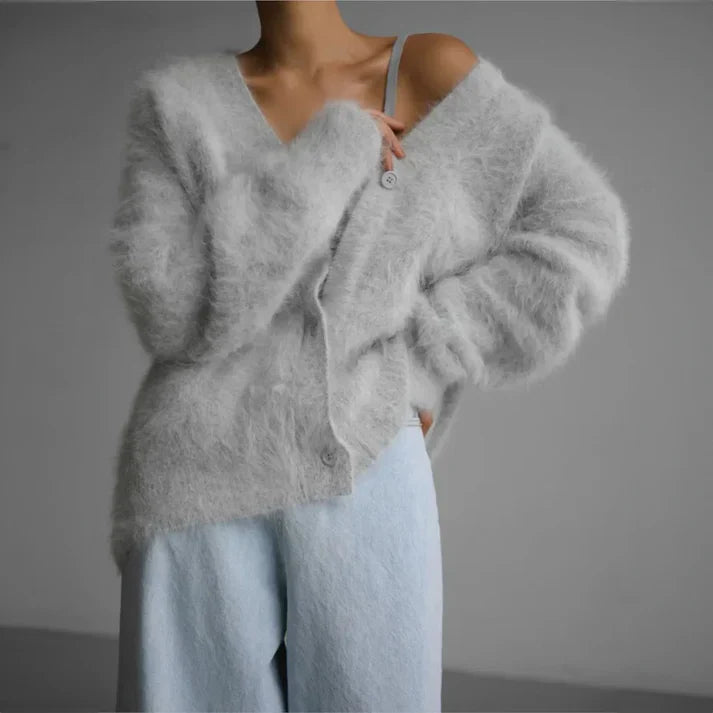 V-Neck Cardigan Sweater for Women - Button-Down - Image 4