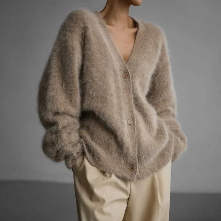 V-Neck Cardigan Sweater for Women - Button-Down - Image 1