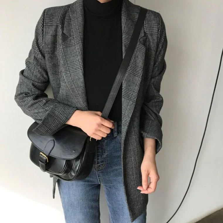 Plaid Blazer Jacket for Women - Oversized - Image 1