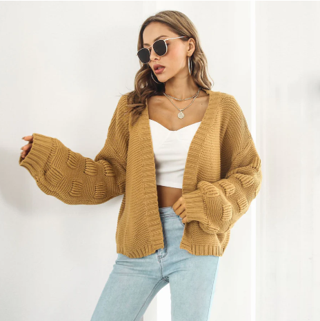 Open Front Cardigan for Women - Balloon Sleeve - Image 1