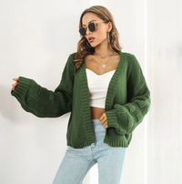 Open Front Cardigan for Women - Balloon Sleeve - Image 2