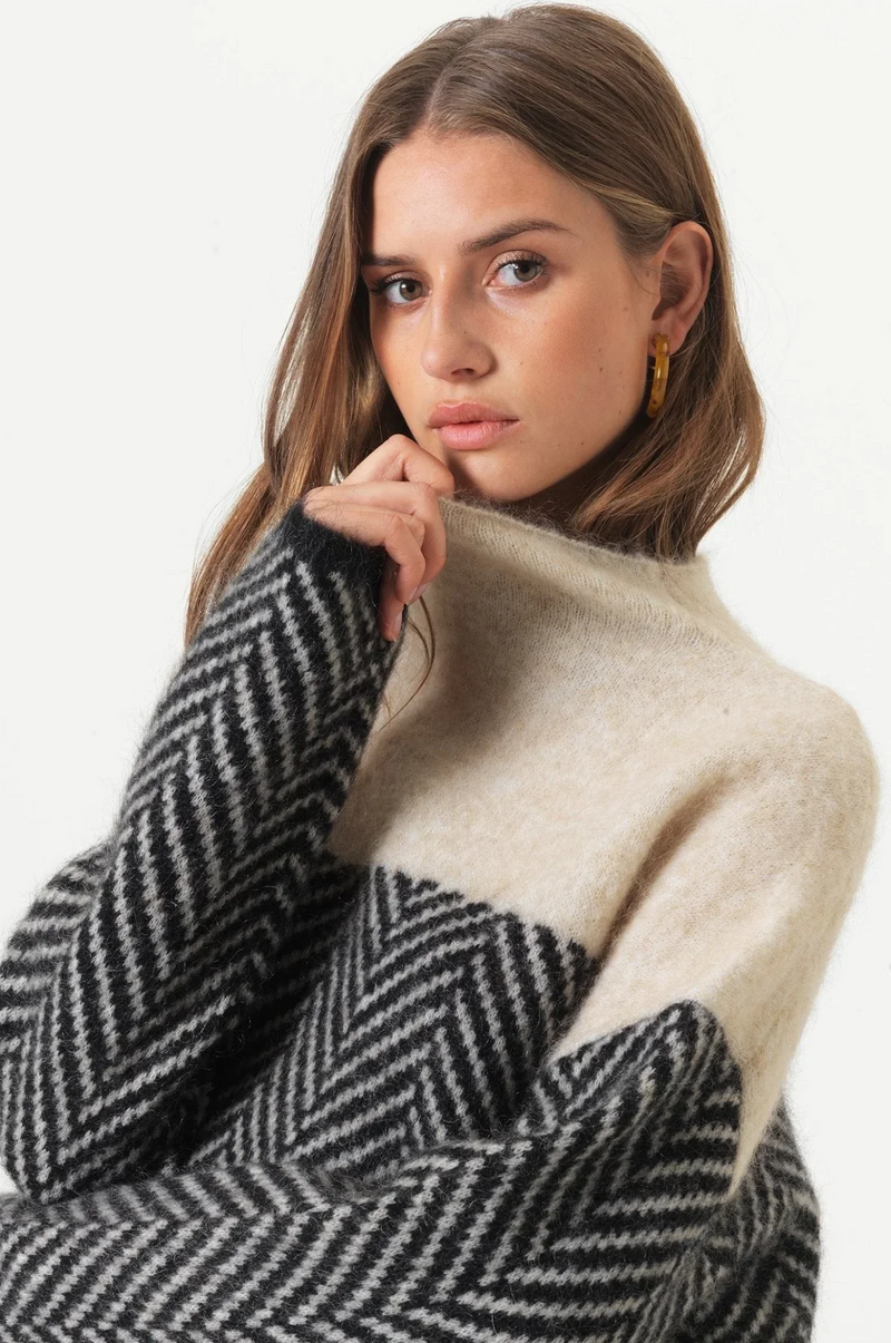 Turtleneck Color Block Sweater for Women - Long Sleeve - Image 4