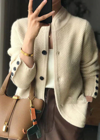 Crew Neck Cardigan for Women - Button Front - Image 4
