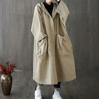Oversized Hooded Coat for Women - Button Front - Image 5