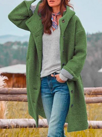 Hooded Long Coat for Women - Button Front - Image 5