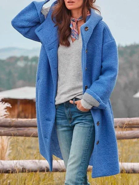 Hooded Long Coat for Women - Button Front - Image 1