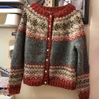 Fair Isle Cardigan Sweater for Women - Button Front - Image 2