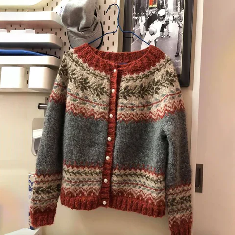 Fair Isle Cardigan Sweater for Women - Button Front - Image 1