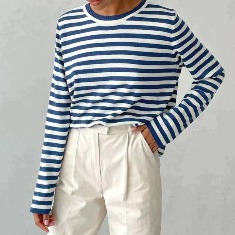 Striped Pullover Sweater for Women - Relaxed - Image 3