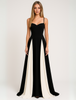 A-Line Evening Dress for Women - Spaghetti Strap Color Block - Image 1