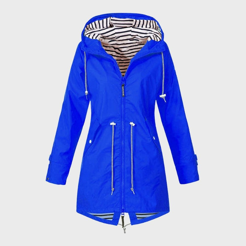 Hooded Zip Up Coat for Women - Drawstring Waist - Image 8