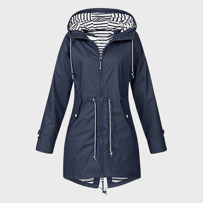 Hooded Zip Up Coat for Women - Drawstring Waist - Image 6