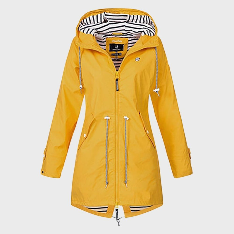 Hooded Zip Up Coat for Women - Drawstring Waist - Image 5