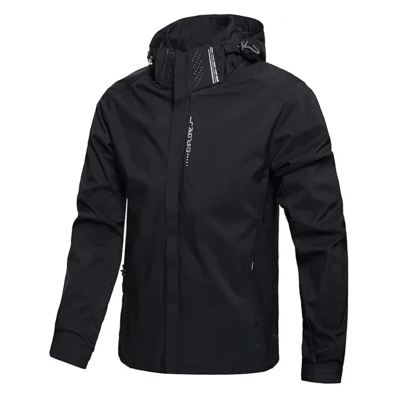 Hooded Rain Jacket for Men - Zip Up - Image 1