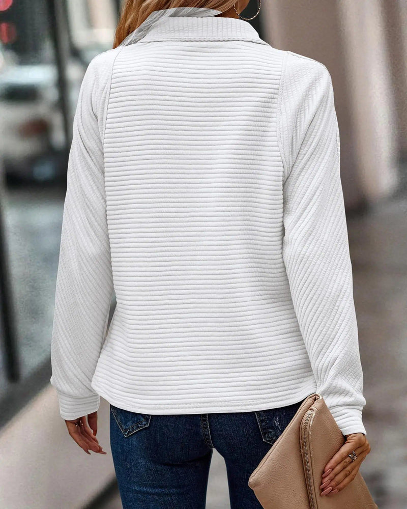 Half Zip Long Sleeve Sweater for Women - Relaxed Fit - Image 10
