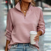 Half Zip Long Sleeve Sweater for Women - Relaxed Fit - Image 1