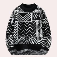 Crew Neck Sweater for Men - Geometric Print - Image 2