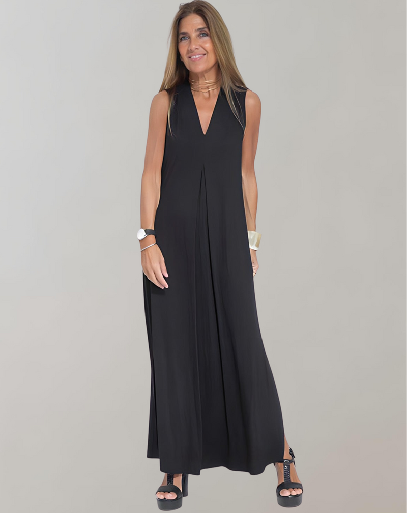 Maxi Dress for women - Sleeveless V-Neck - Side Slit Pockets Shift - Image 1