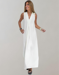 Maxi Dress for women - Sleeveless V-Neck - Side Slit Pockets Shift - Image 2