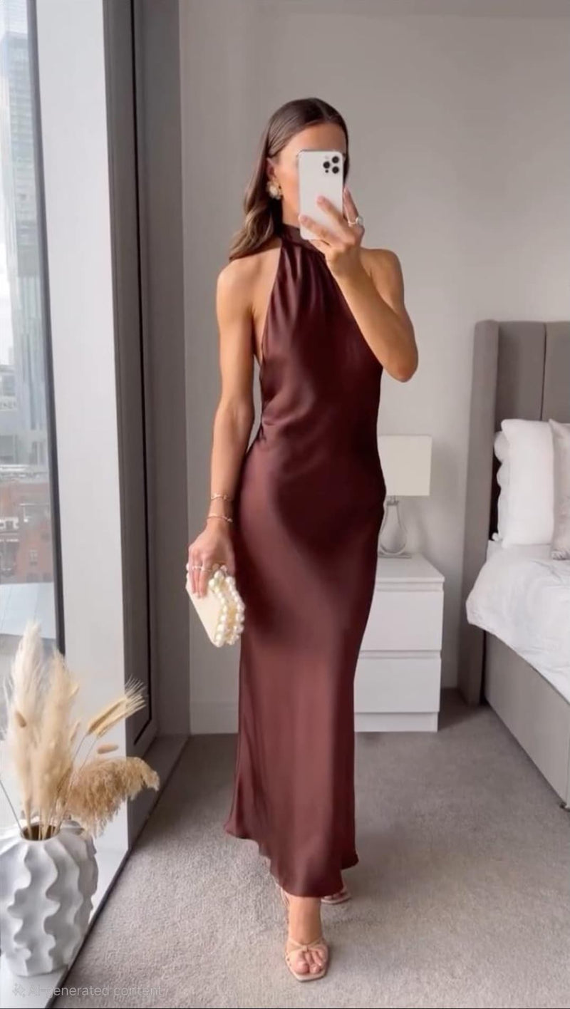 Halter Maxi Dress for women - Sleeveless Backless - Image 1