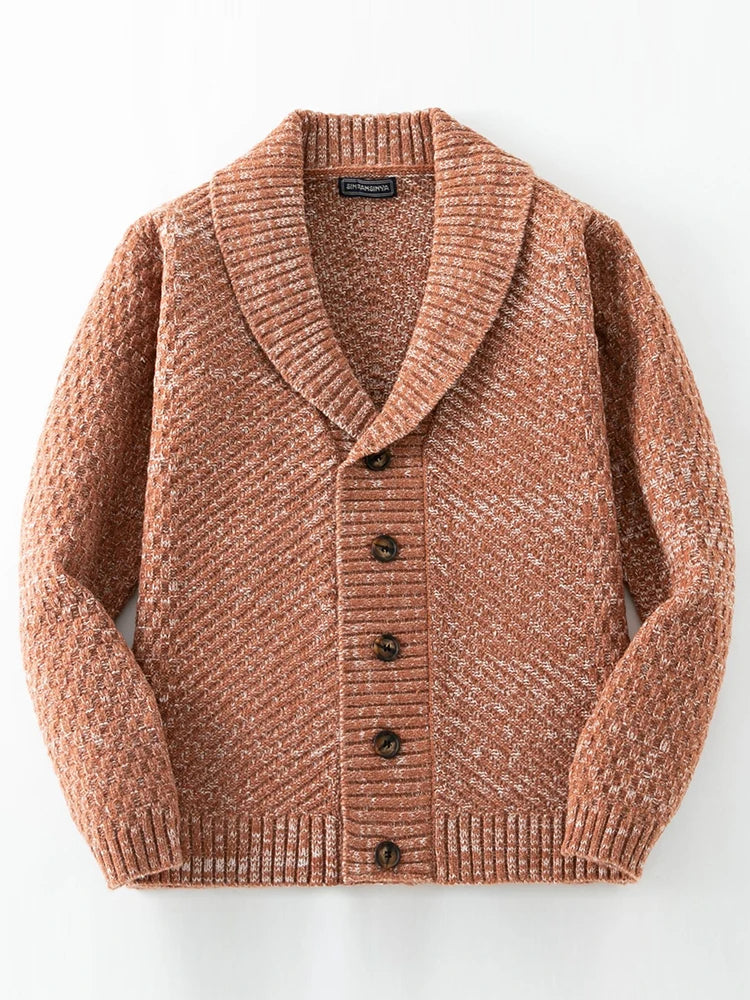 Shawl Collar Sweater for Men - Button Front - Image 2