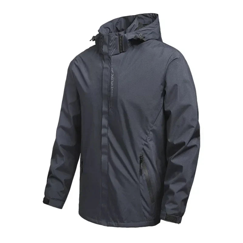 Hooded Rain Jacket for Men - Zip Up - Image 4