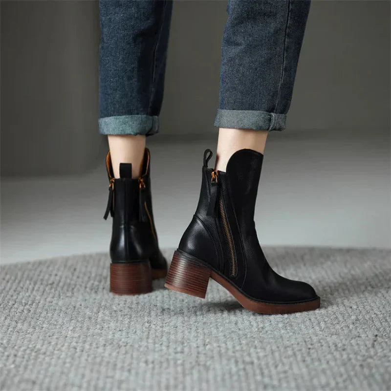Ankle Boots for Women - Zip Front - Image 3