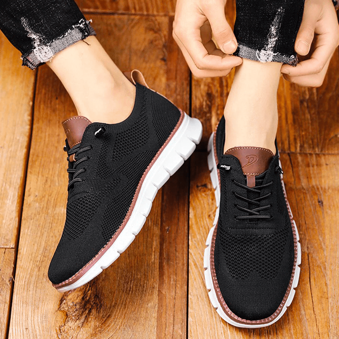 Lace-Up Sneakers for Men - Round Toe Perforated Upper - Image 3