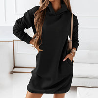 Sweater Hoodie Dress for Women - Pockets - Image 1