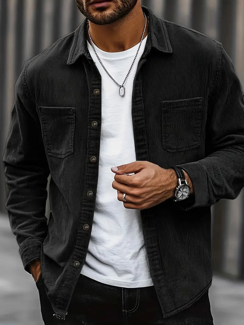 Corduroy Jacket for Men - Chest Pockets - Image 3