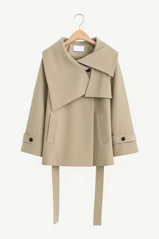 Collared Jacket for Women - Belted - Image 1