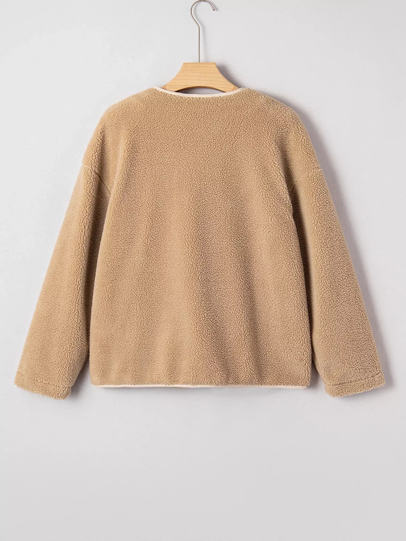 Sherpa Jacket for Women - Leopard Print Trim - Image 8