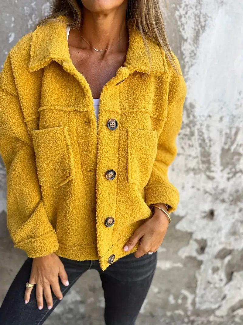Fleece Button-Down Jacket for Women - Long Sleeve - Image 2