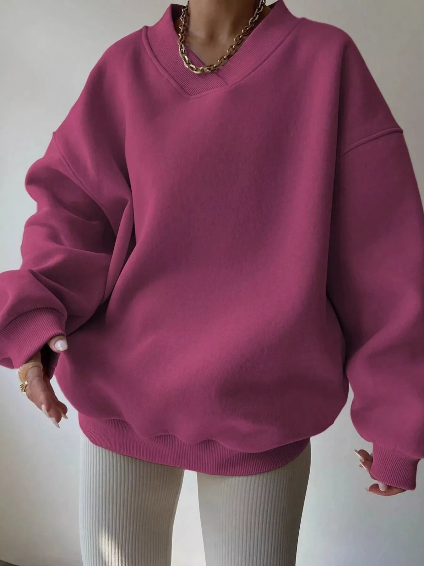 Oversized Pullover Sweater for Women - Drop Shoulder - Image 22