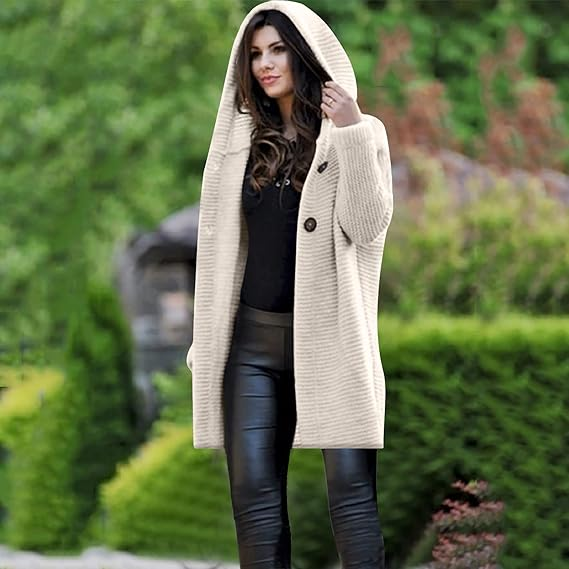 Hooded Cardigan Coat for Women - Button Front - Image 5